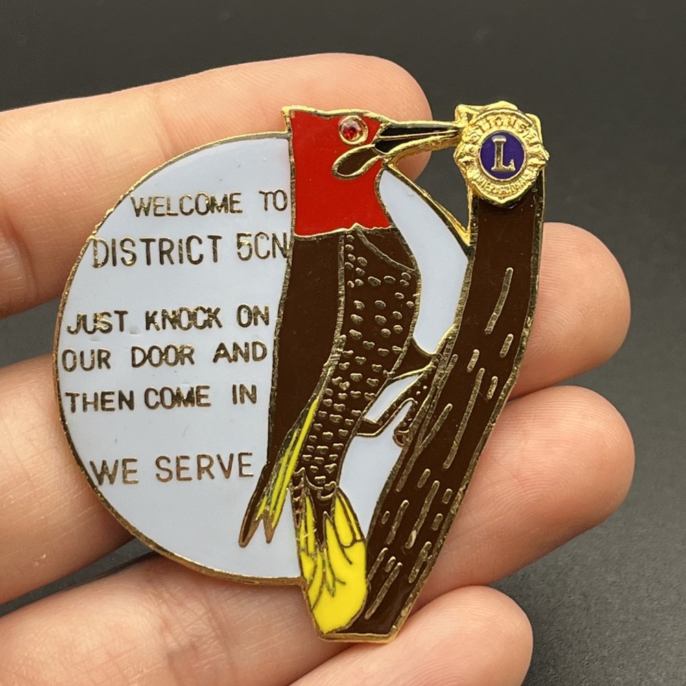 Lions Club District 5CN Woodpecker Lapel Hat Pin